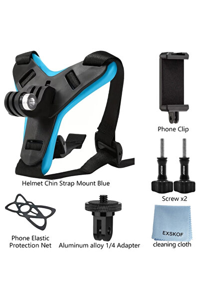 Choice حامل ذقن أزرق 7 في 1 لخوذة الدراجة النارية، متوافق مع كاميرات GoPro He...
