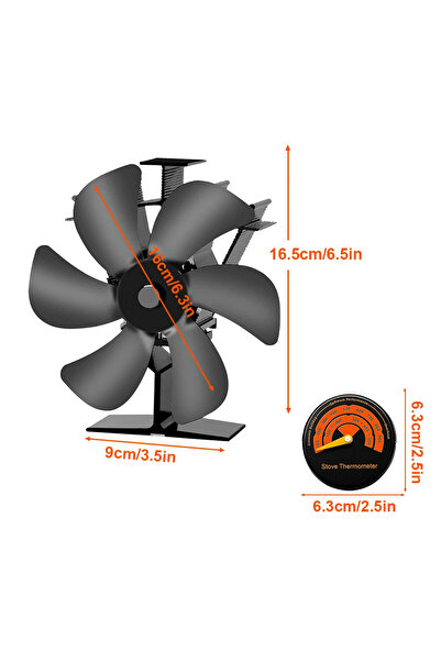 Choice With Thermometer 5-Blade Heat Powered Stove Fan for Wood Log Burner Fireplace Quiet Environmental Fa