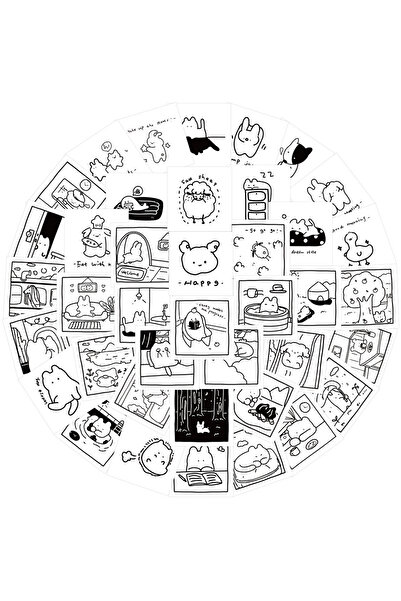 Choice 40 قطعة من ملصقات القطط، رسومات بسيطة باللونين الأبيض والأسود، مناسبة ...