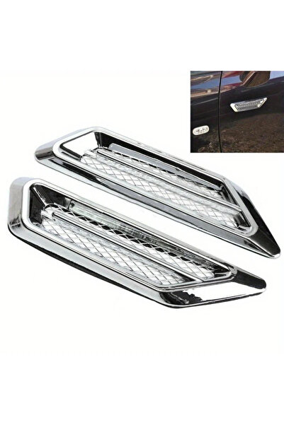 Choice Silver Universal 2Pcs Chrome Car SUV Air Flow Fender Side Vent Decoration Sticker Automotive general