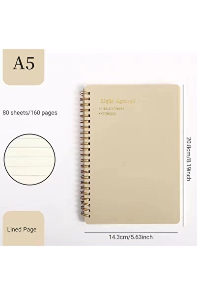 Choice A5 Light Apricot A5 Vintage Spiral Notebook, 80 Sheets/160 Pages Memo Journal Diary Notebook Spiral