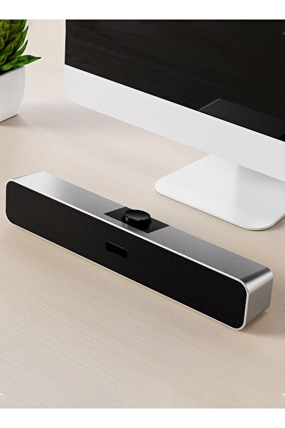 Choice سماعات كمبيوتر صغيرة الحجم، لونها رمادي فضي، بدون بلوتوث، مزودة بمنفذ AUX 3.5 ملم، تعمل عبر منفذ USB، سلكية.