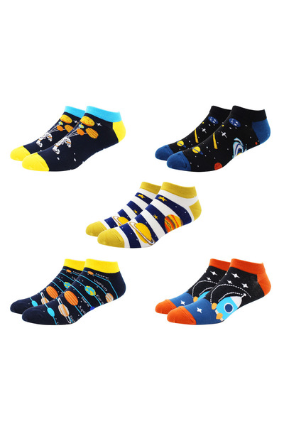 Choice EU39-46 DW006-5 Pairs 5 Pairs Novelty Fashion Colorful Casual Ankle Short Socks Harajuku Grid Space