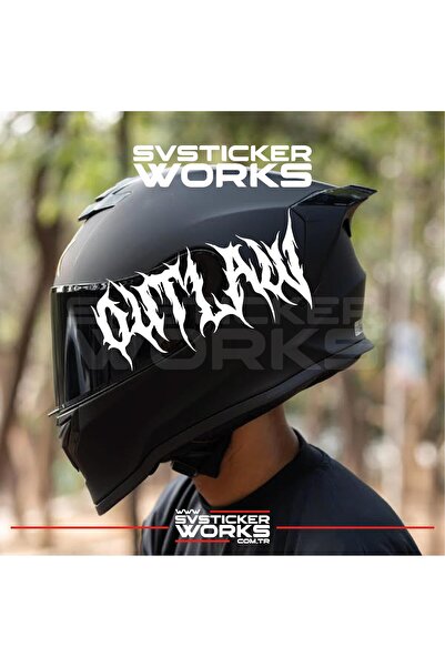 ARONA Outlaw Yazılı Kask Sticker Tüm Kasklar Uyumlu Tek Yön 1 Adet