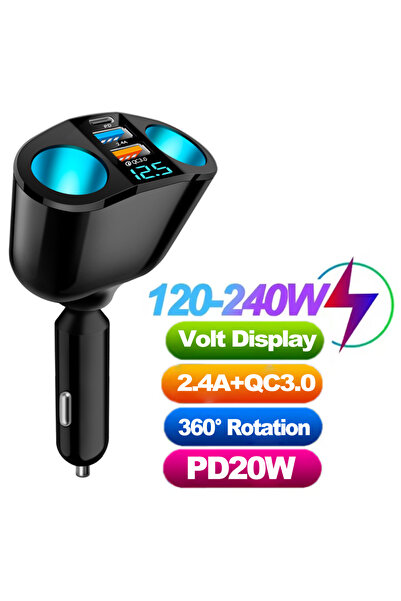Choice6 شاحن سيارة سريع الشحن USB بقدرة 120 واط بتقنية الشحن السريع PD بقدرة ...