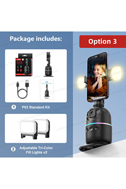 Choice أضف حامل الهاتف المكتبي الذكي TOKQI-P03 المزود بإضاءة تعبئة، وتقنية تت...