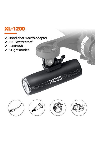 XOSS XL1200 1200 Lm Bike Light XL1200 Headlight Waterproof Type-C Rechargeabl...