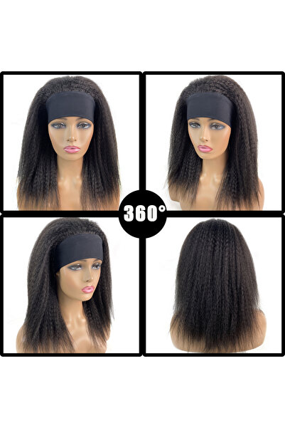 Choice 22inches 1B Synthetic African Straight Headband Wigs Natural Black Medium Length Hairstyle Women's