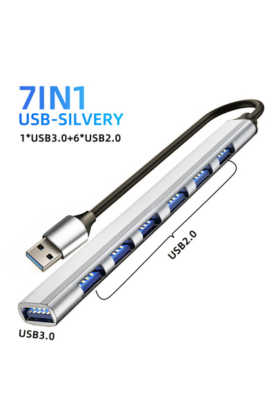 Choice5 موزع منافذ USB فضي من kebidumei، 7 منافذ، يدعم USB 3.0 و USB 2.0 و US...