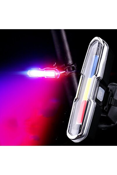 BUCKLOS ضوء خلفي للدراجة بألوان الأحمر والأزرق والأبيض، فائق السطوع، قابل لإعادة الشحن عبر منفذ USB، مزود بتقنية LED عالية الكثافة.