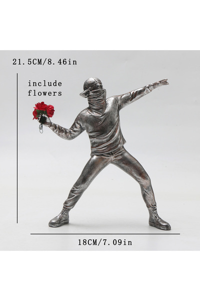 Choice1 tieshebkx 1 pc Resin Banksy Sculptures Flower Thrower Statue Bomber H...