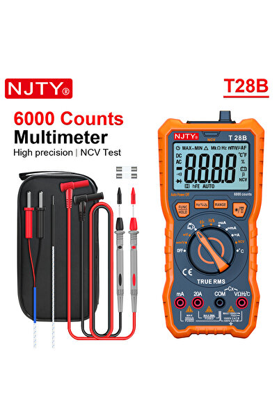 Choice Orange NJTY T28B Digital Multimeter 20A TRMS 6000 Counts Voltage Amp Resistance Diodes Continuity