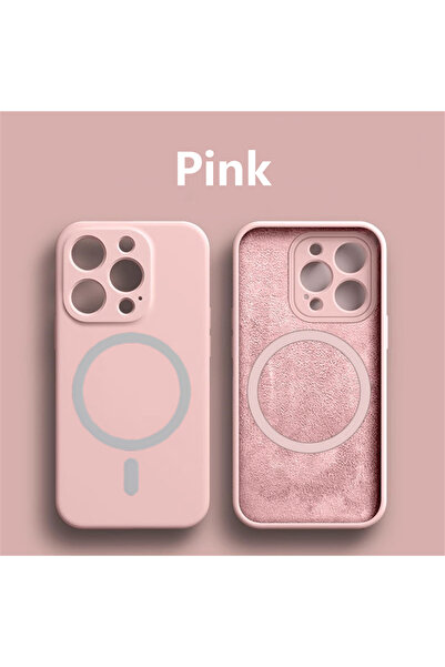 Choice غطاء سيليكون سائل مغناطيسي وردي اللون، متوافق مع حافظات ماج سيف، لهوات...