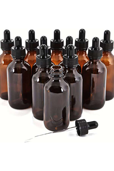 Choice 12 زجاجة زيت عطري كهرمانية اللون مقاومة للضوء سعة 30 مل مع قطارة زجاجية