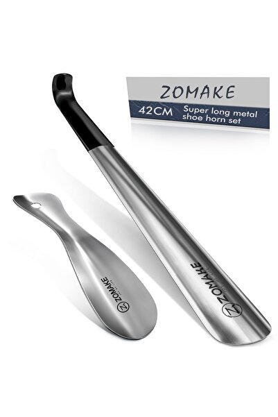 Choice E0ZS0201A قطعتان من ملاعق الأحذية ذات المقبض الطويل 16.5 بوصة و7.5 بوصة مع غطاء جلدي وملعقة معدنية، مناسبة للسفر وارتداء الأحذية