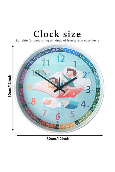 Choice 12 inch SIZE 1pc 12-inch simple early learning wall clock, creative children's room non-ticking quie