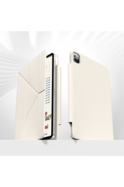 Choice جراب ZOYU مغناطيسي أبيض لجهاز iPad Air 11 M3 2025، متوافق مع iPad Pro 11 و13 بوصة، وiPad Pro 12.9 وAir 11 وAir 4/