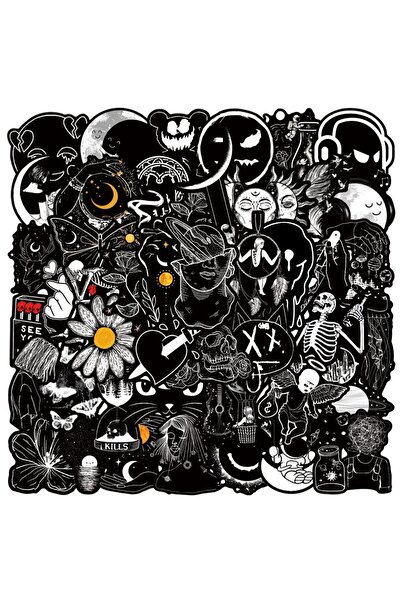 Choice 50 قطعة من ملصقات فنية متعددة الألوان بالأبيض والأسود لتزيين أجهزة الك...