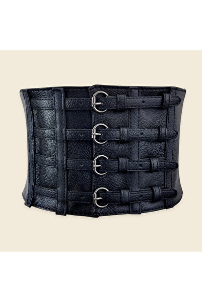 Choice مشدّ أسود 70 سم، مقاسات كبيرة، جلد أسود، حزام مشدّ مطاطي عريض على طراز الألفية الجديدة، حزام خصر نسائي مطاطي