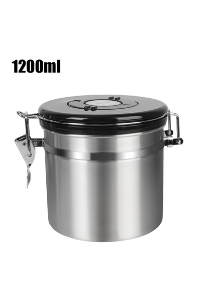 Choice علبة تخزين قهوة من الفولاذ المقاوم للصدأ بسعة 1200 مل، بغطاء محكم الإغلاق، تحافظ على نضارة القهوة، مزودة بخاصية تفريغ الهواء.