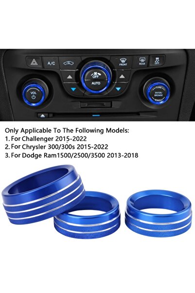 Choice 3 قطع من أزرار ومقابض تشغيل مكيف الهواء باللون الأزرق لسيارات دودج، تشارجر، وكرايسلر 300 و300s موديلات 2015-2020