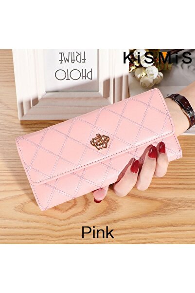 Choice Pink KISMIS Wallets for Women Cute Pink Pocket Womens Wallets Purses Plaid PU Leather Long Wallet Ha