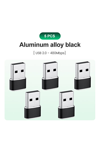 Choice 5 قطع محول USB إلى USB-C أسود اللون لهاتف iPhone 17، محول شاحن سيارة م...