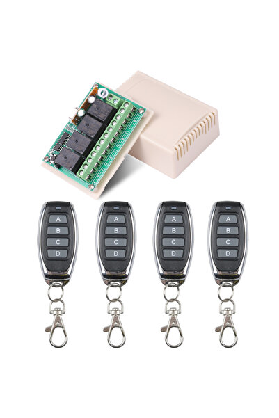 Kebidumei 4Remote 1 Receiver 433 MHz Wireless Universal Remote Control Switch DC 12V 4CH RF Relay Receiver and