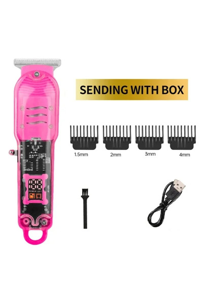 Choice Pink 2024 New Transparent Hair Clipper Power Display Hair Clipper Men'...
