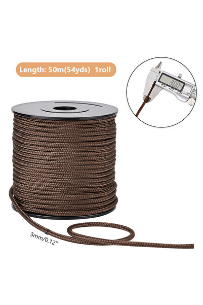 Choice حبل نايلون بلون حرير الذرة بطول 54 ياردة، خيط مظلة، خيط ستائر دائرية مضفر 3 مم