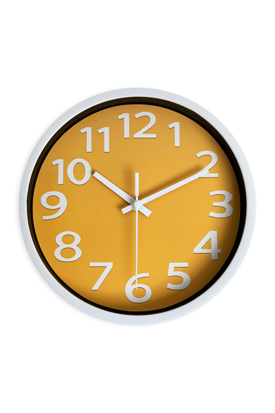Choice 8 Inch Sl003 8-Inch Modern Simple Yellow Background Pattern Plastic Glass Wall Clock Living Room Bed