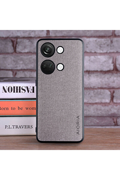 Choice جراب جلدي رمادي فاتح من نسيج لهاتف OnePlus Nord 3، مصنوع من مادة TPU ن...