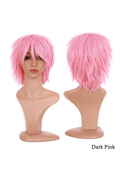 Choice 12inch Dark Pink BENIHAIR Synthetic Wig Cosplay Wig White Red Green Blue Pink Yellow Hair Short Laye
