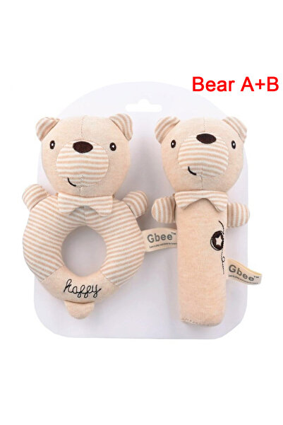 Choice خشخيشة أطفال على شكل دب، ألعاب حيوانات قطيفة ناعمة ولطيفة برسومات كرتو...