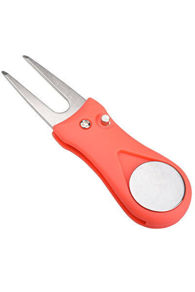 Choice أداة إصلاح علامات الجولف القابلة للطي، قطعة واحدة، حمراء اللون، سكين قابلة للطي، منظف أخاديد ملعب الجولف، مذراة جولف مع مقبض جولف M