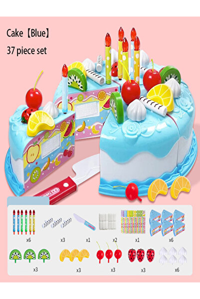 Choice1 مجموعة ألعاب الأطفال من دوتريو، 37 قطعة، زرقاء، نموذج كعكة عيد ميلاد ...