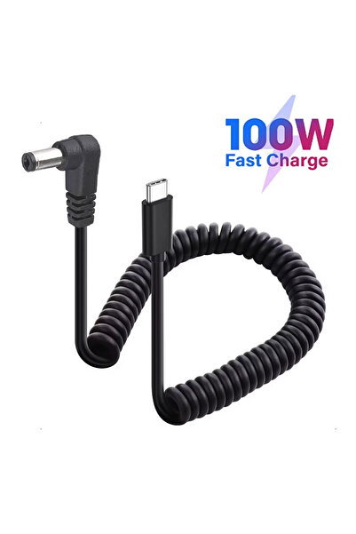 Choice كابل حلزوني بطول 1.8 متر، محول طاقة من النوع C إلى منفذ ذكر 5.5x2.5 مل...