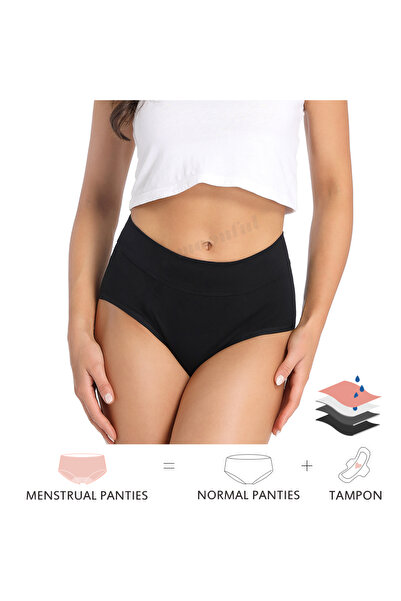 Choice قطعة واحدة، مقاس متوسط، أسود، 4 طبقات، مصنوعة من الخيزران، مناسبة للدورة الشهرية للنساء ذوات التدفق الغزير.