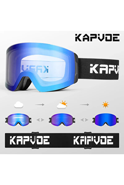 KAPVOE Photochromic-02 Photochromic Ski Goggles Magnetic Anti-Fog Lenses UV40...