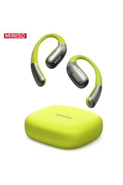 Miniso سماعة رأس بلوتوث X28 خضراء 5.4 رياضية، تحكم بالأزرار، عازلة للضوضاء، ق...