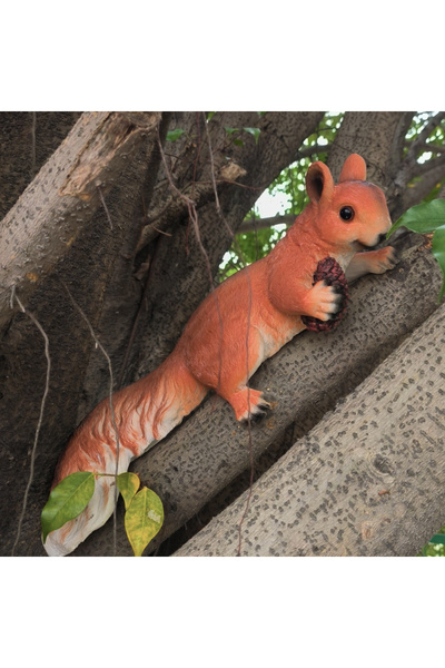 Choice تمثال سنجاب على شكل مخروط صنوبر، تمثال متسلق أشجار، تمثال معلق للحديقة