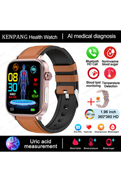 Choice Health monitoring Brown-Leather 2024 New ECG+PPG Medical Grade Smart W...