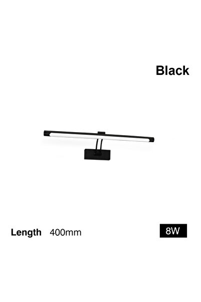 Choice مصباح جداري LED عصري أسود 400 مم، أبيض دافئ (2700-3500 كلفن)، إضاءة مرآة حمام سوداء وفضية، 80-100 درجة مئوية