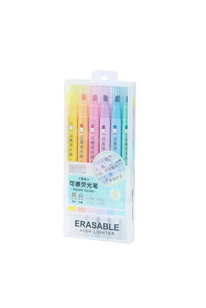 Choice 6 colors 6pcs Erasable Highlighters Pastel Markers Dual Tip Fluorescent Pen for Art Drawing Doodling