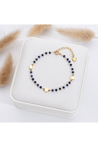 Choice سوار من حجر اللازورد الطبيعي بطول 16-19 سم، قطعة مجوهرات أنيقة مصنوعة ...