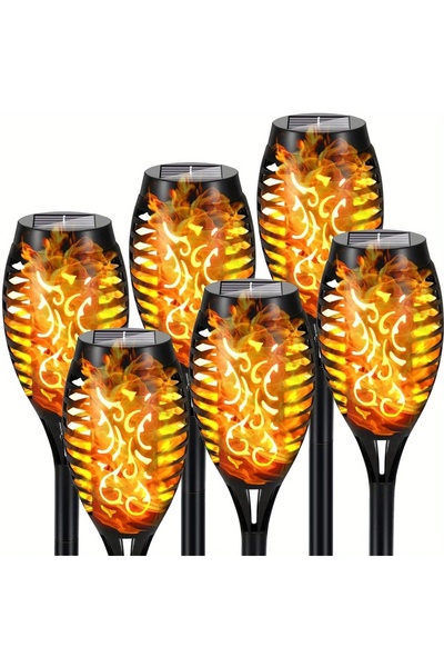 Hoopet 6 مصابيح تعمل بالطاقة الشمسية على شكل لهب، 12 مصباح LED، مقاومة للماء،...