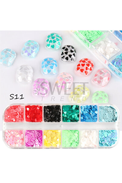 Choice S11 Spangles Candy Color Love Heart Sequins For Nails 3D Macaron Kawaii Hologracphic Glitter Flakes