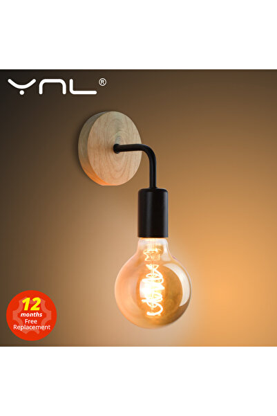 Choice مصباح حائط خشبي أسود، مصباح جداري عتيق، قاعدة E27، 110 فولت/220 فولت، مصباح جانبي بتصميم كلاسيكي، صناعي