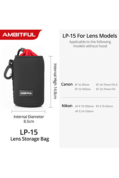 Choice حقيبة عدسة كاميرا LP-15 الجديدة من AMBITFUL، حقيبة برباط، متوفرة بأحجا...