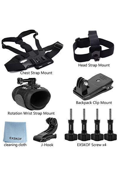 Choice مجموعة ملحقات كاميرا الحركة المتكاملة 10 في 1: حزام رأس، حزام صدر، حامل قابل للتعديل لكاميرا GoPro H